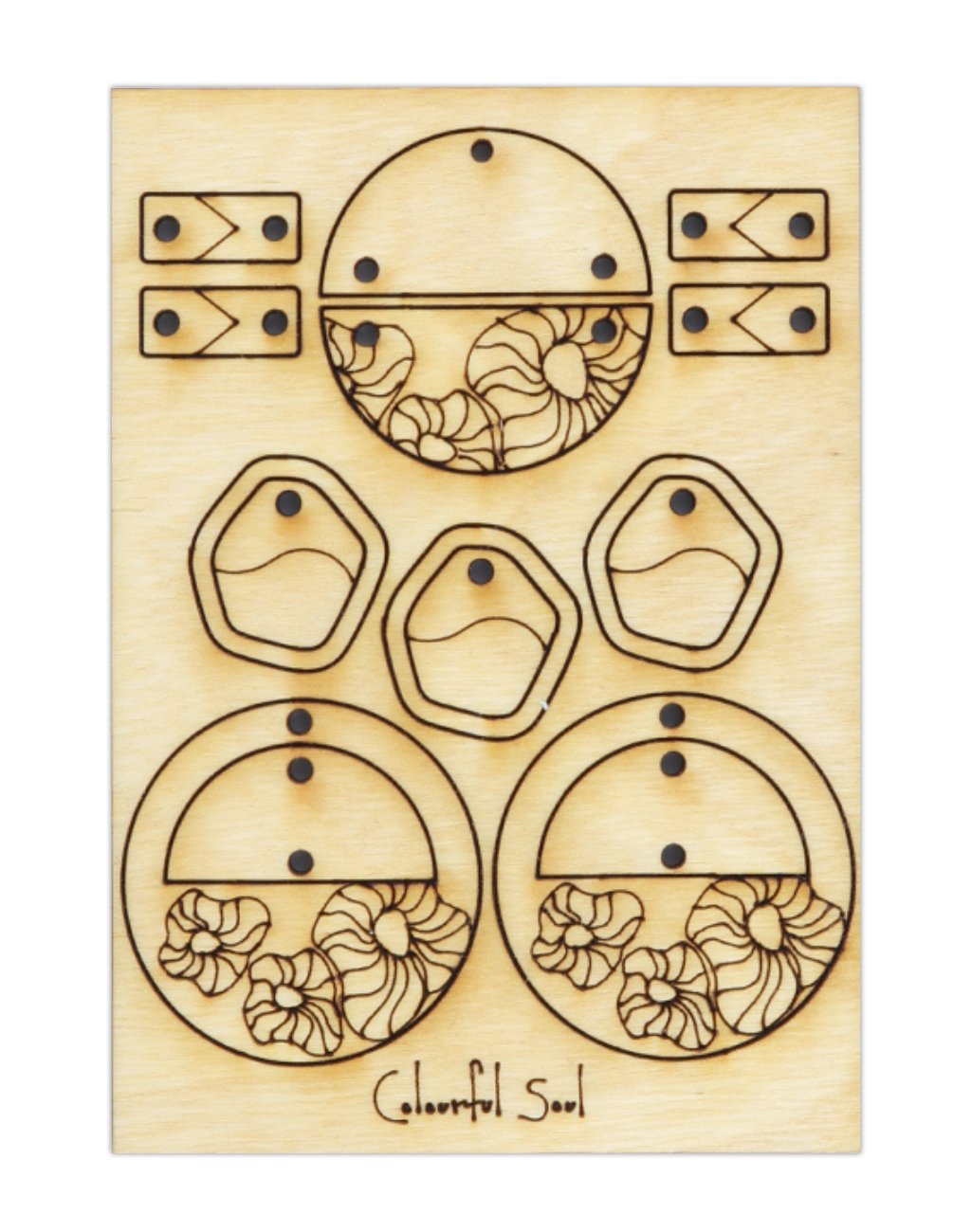 Geometric Poppies, Jewelry Pop Outs (1 panel, 16pcs/ea)
