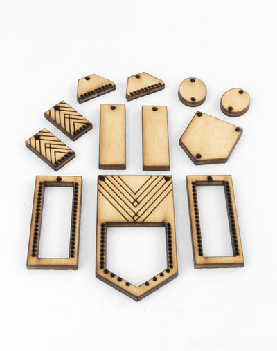 Laser-cut wood jewelry components - CSJP054B