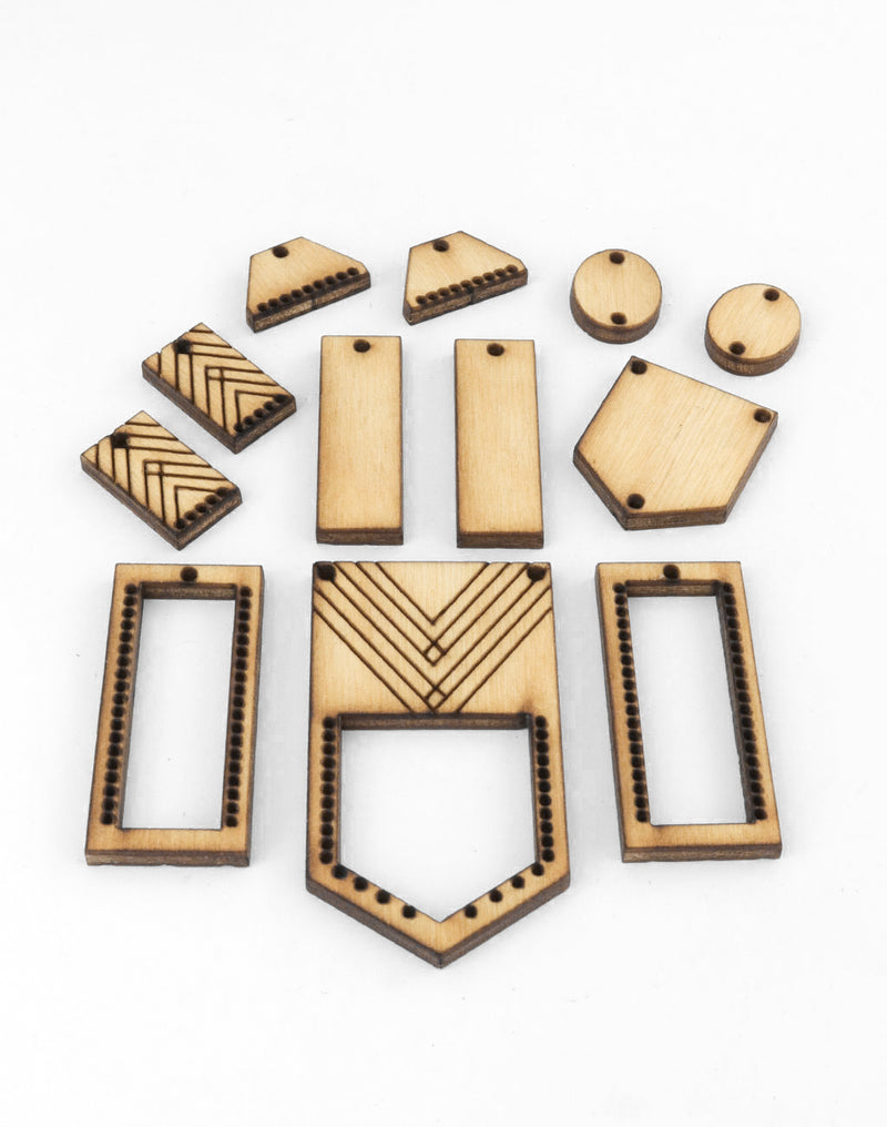 Laser-cut wood jewelry components - CSJP054B