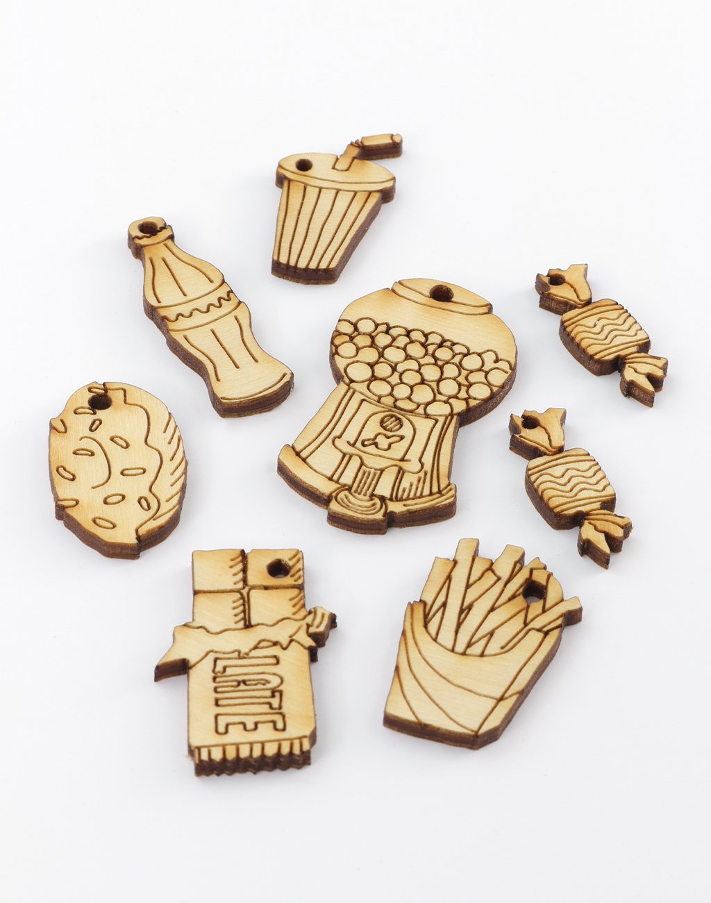 Wooden food and drink shapes
