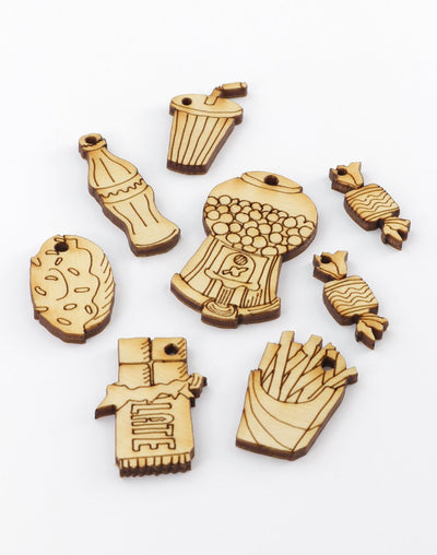 Wooden food and drink shapes