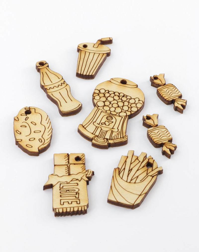 Wooden food and drink shapes