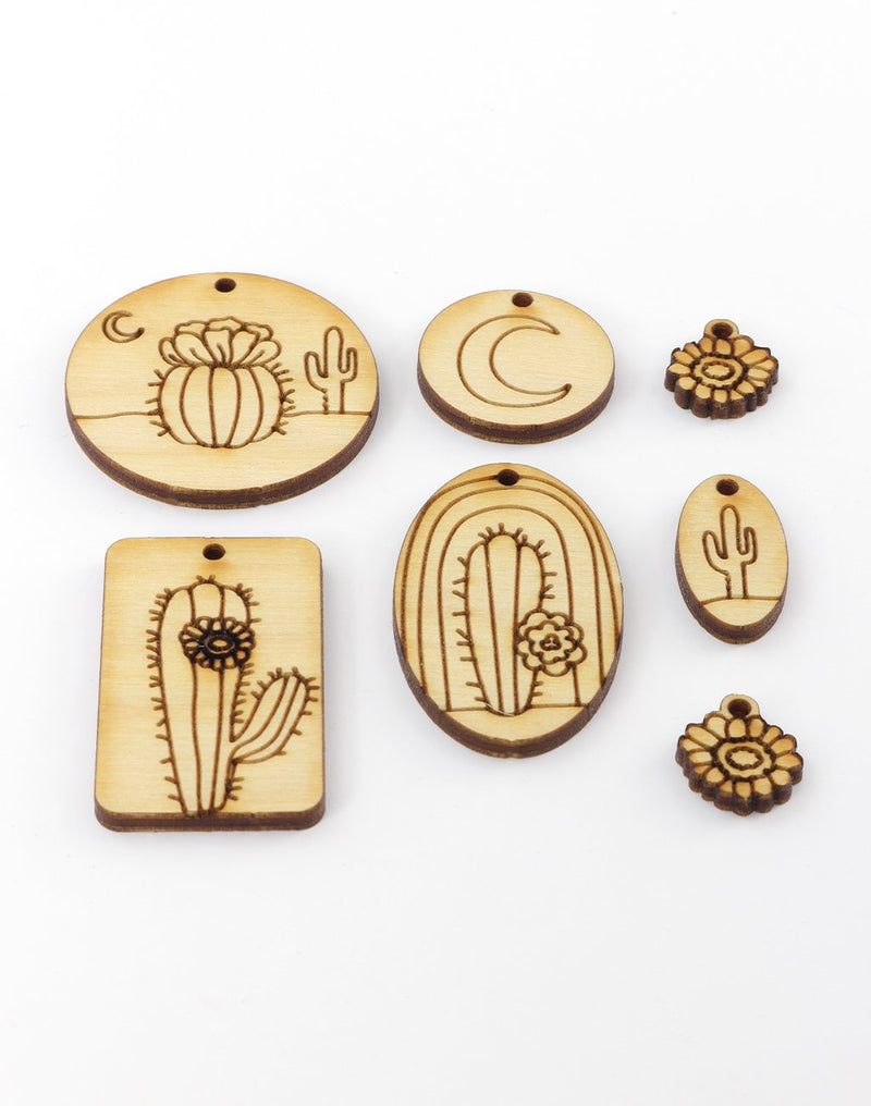 Wooden Cactus and Desert Charms