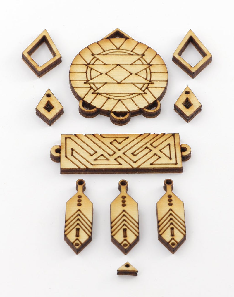 Wooden geometric shapes for crafts.