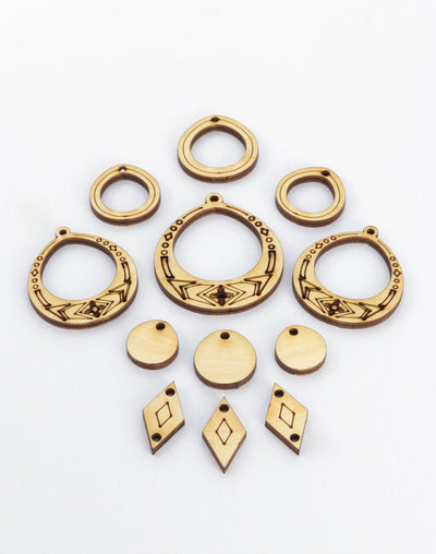 Laser-cut wooden jewelry components