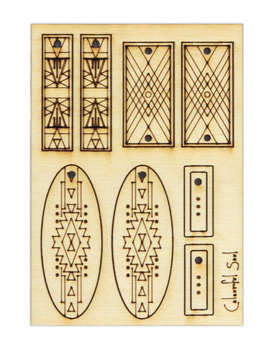 CSWMPD-008 geometric earring designs on wood