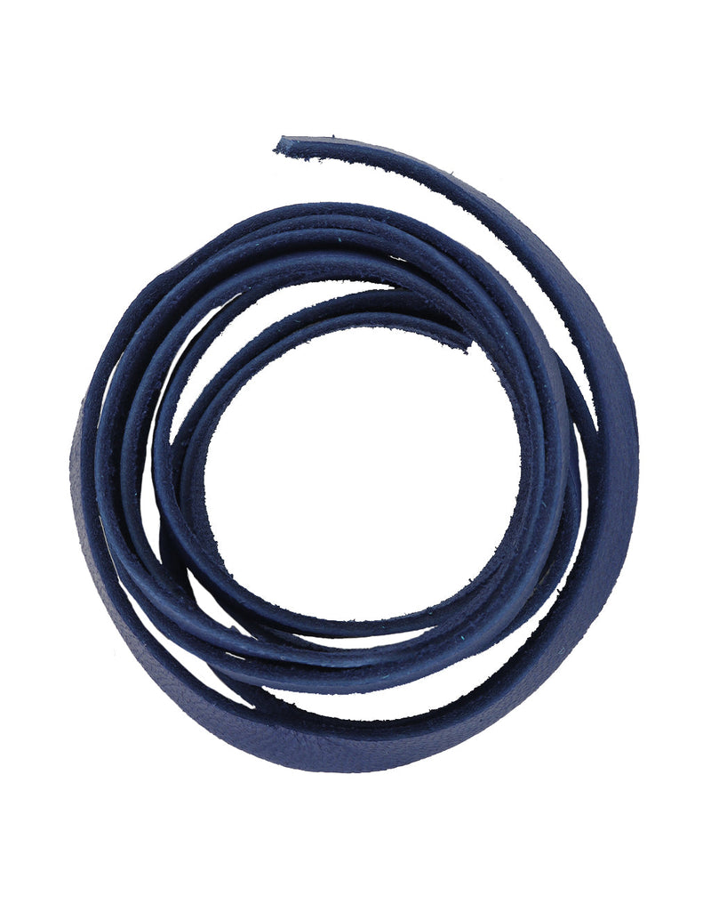 Coiled blue leather cord