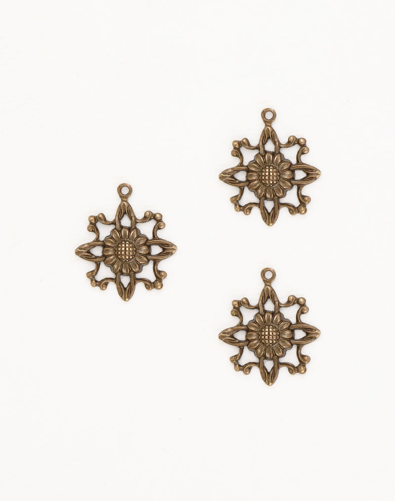 Filigree Sunflower, 20mm, (3pcs)