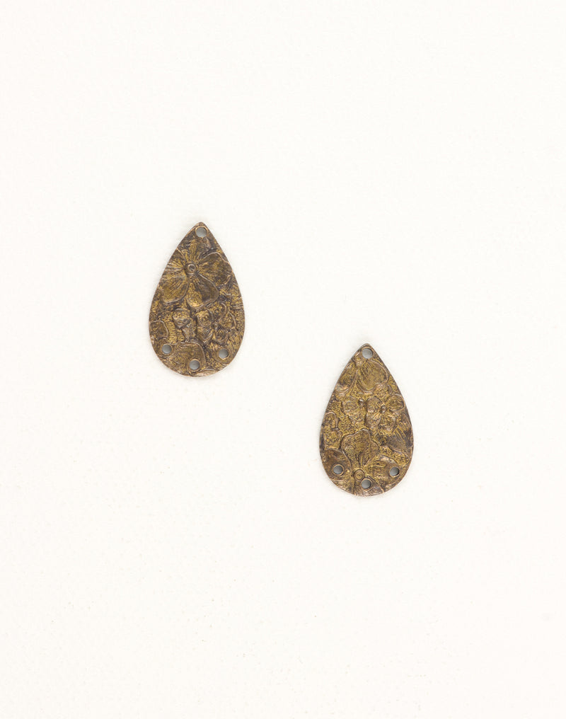 Pair of brass teardrop earrings