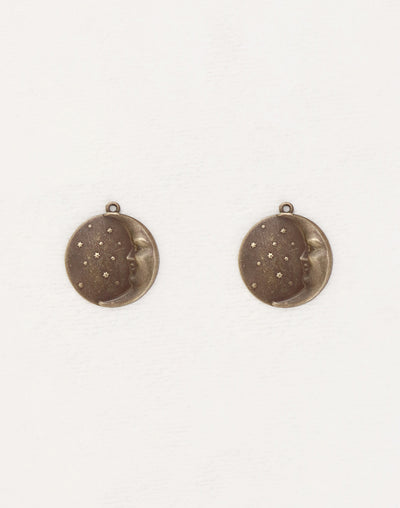 Moon Face Charm, 19x18mm, (2pcs)
