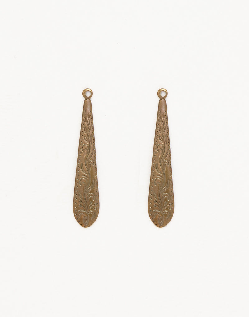 Ornate Etched Dangle, 36x7mm, (2pcs)