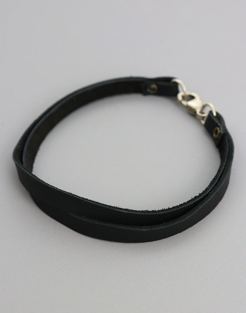 EA107 Black Leather Bracelet