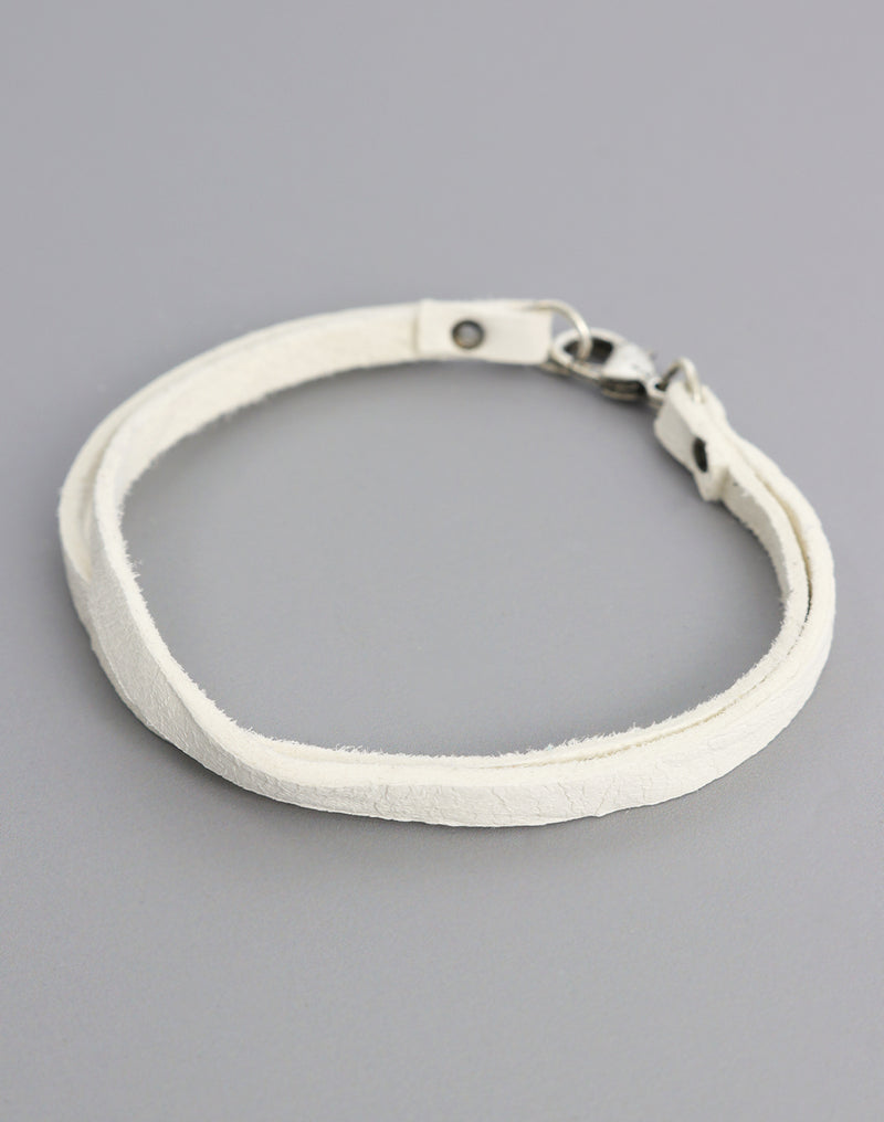 EA135 White Leather Bracelet
