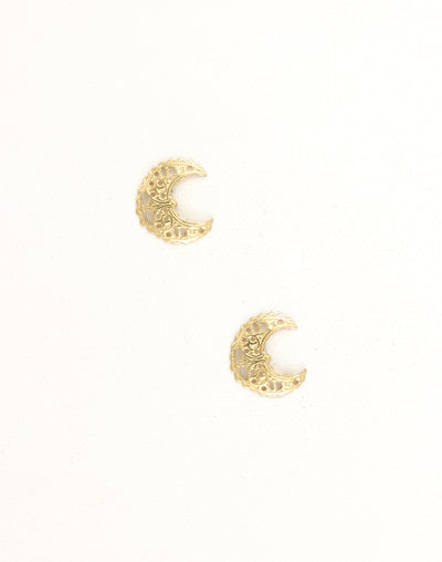 F441 Gold Moon Stud Earrings