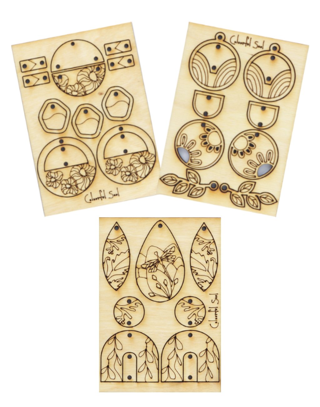 Foliage Flowers, Jewelry Pop Outs Set (3 panels)