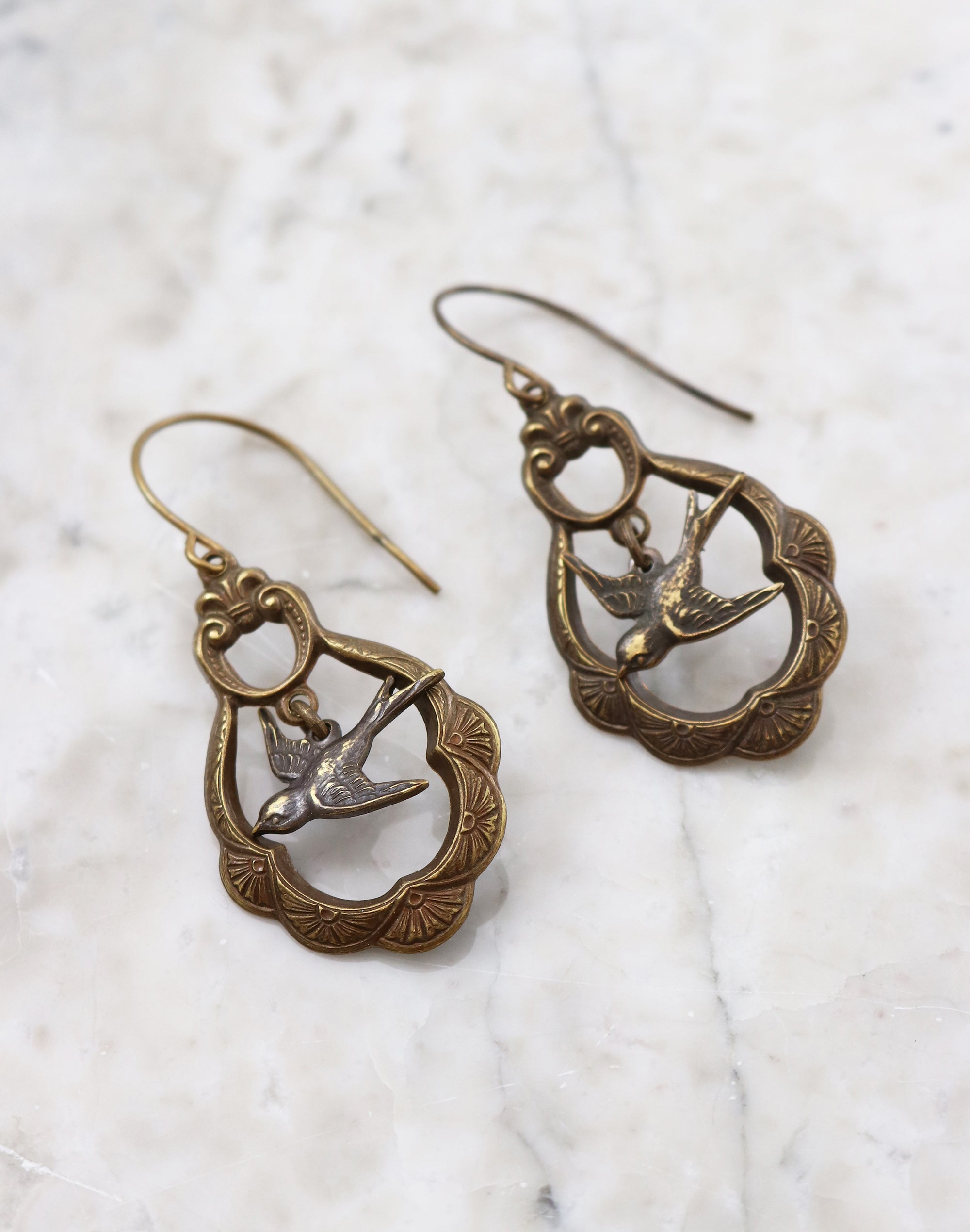Caged Sparrow Earrings, (1 pair)