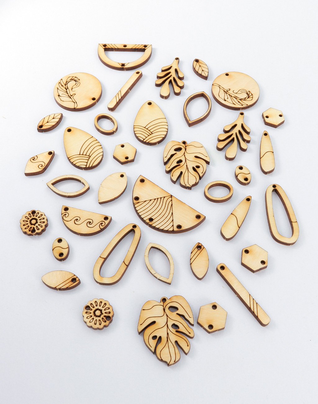 Modern Bohemian wooden jewelry pieces