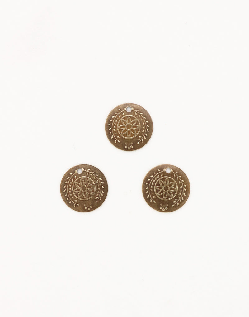 Botanical Coin, 12mm, (3pcs)