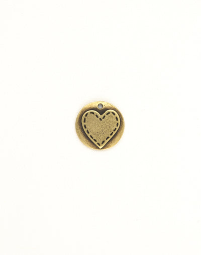 Antique brass heart charm