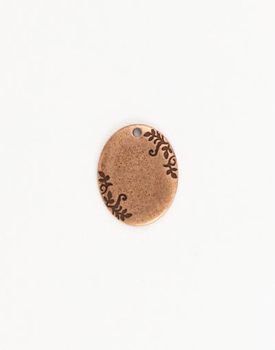PT153-170 Copper Oval Pendant with Floral Design