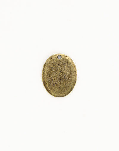 Antique brass oval tag back view