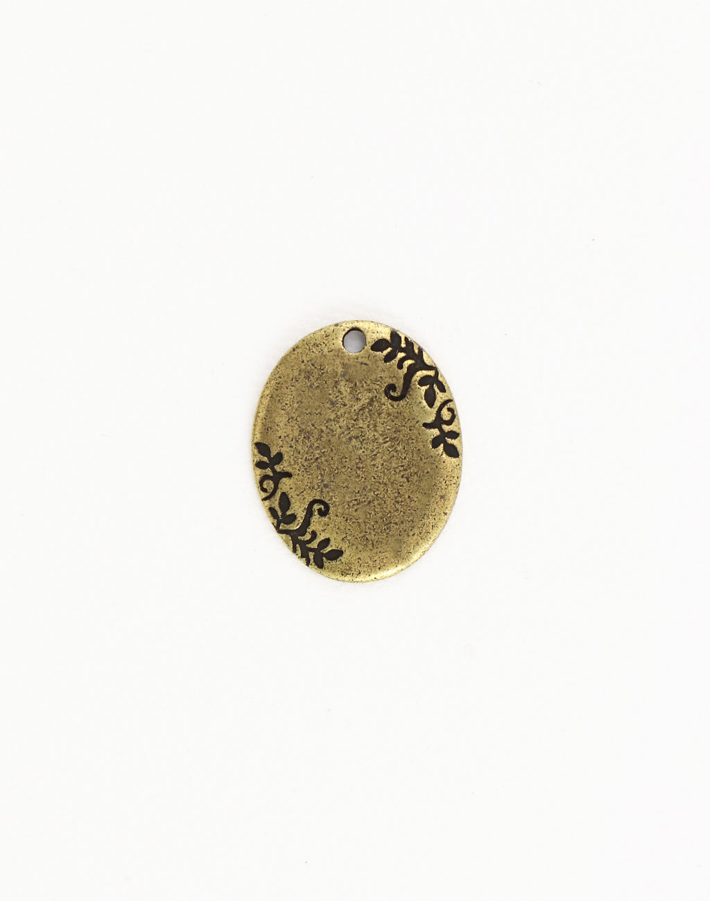 PT153-270 Antique brass oval charm with floral detail