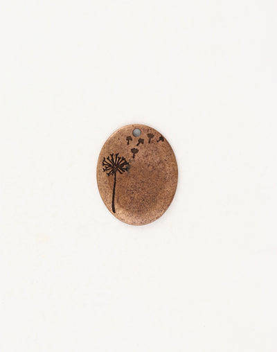 PT154-170 etched copper dandelion pendant