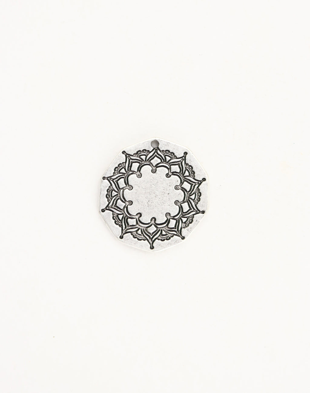 Mandala pendant, silver, intricate design