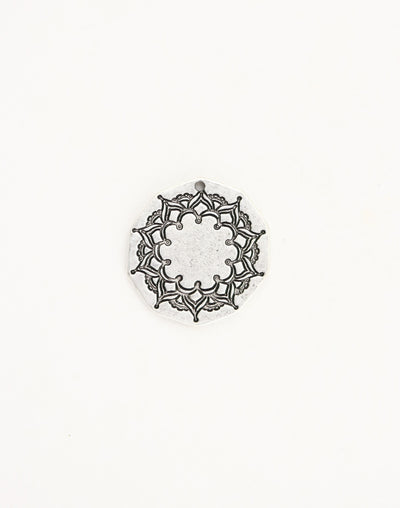 Mandala pendant, silver, intricate design