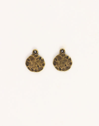 Two textured bronze pendants