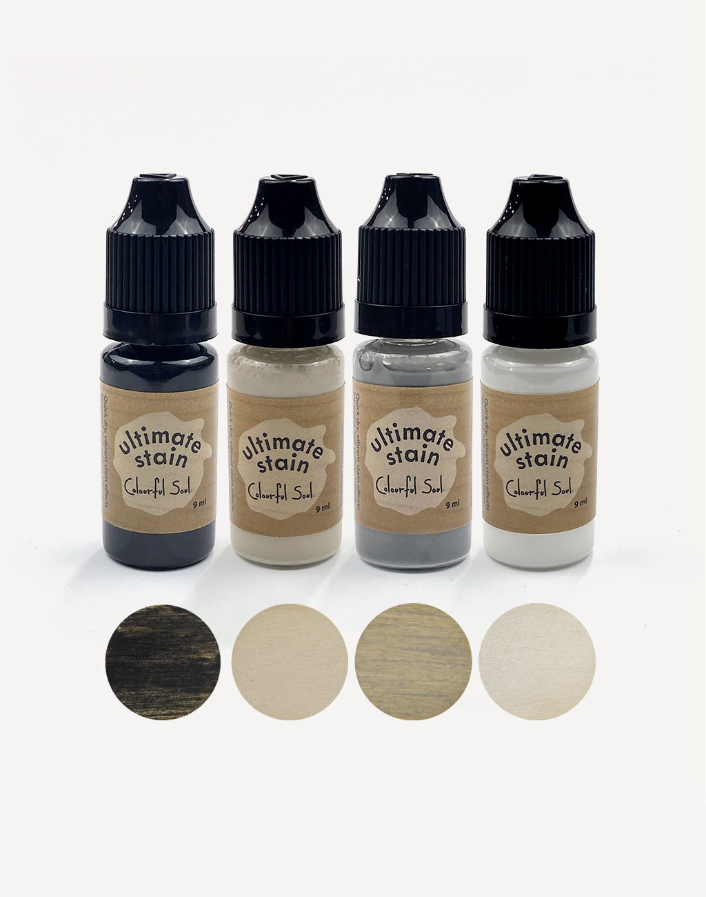 Four Ultimate Stain Colors & Sample Wood Discs