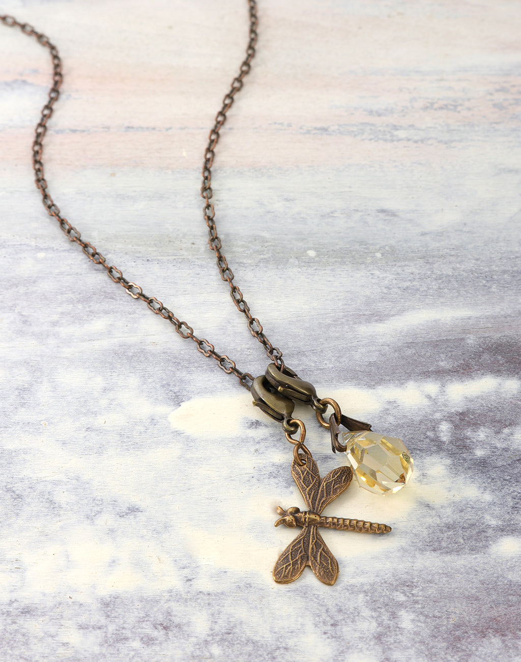 Ornate Honey Dragonfly Necklace Interchangeable Set