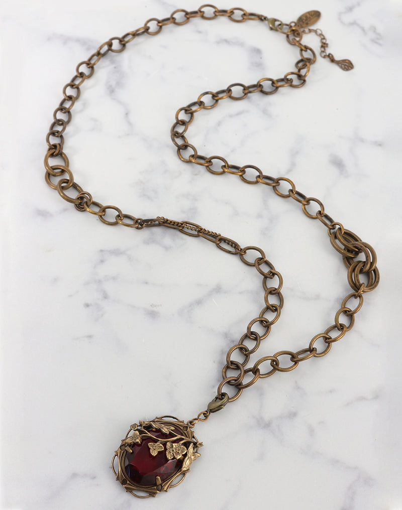 Bella Necklace with Red Gemstone