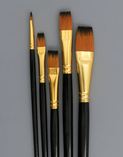 Bristle brush set with gold ferrules