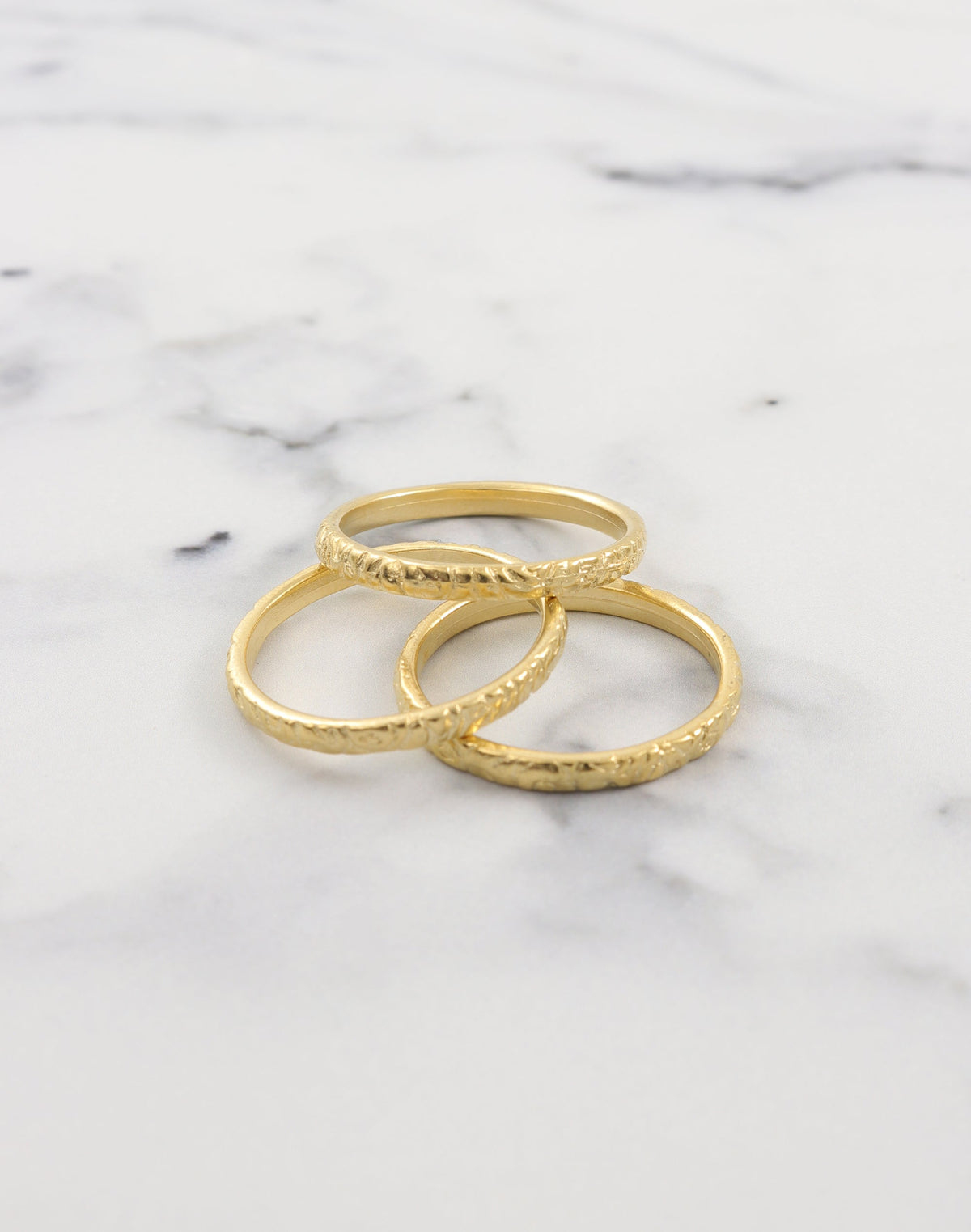 Gold textured stackable rings