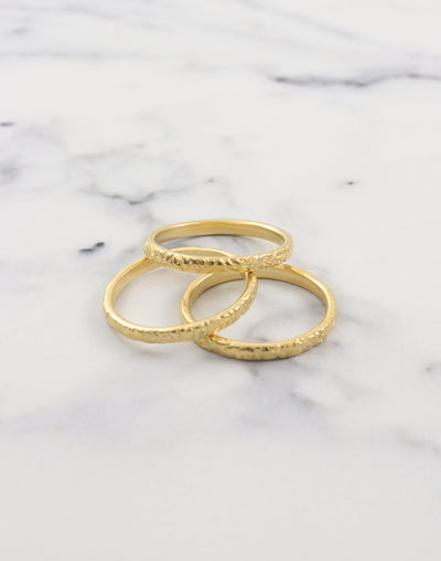 Gold textured stackable rings