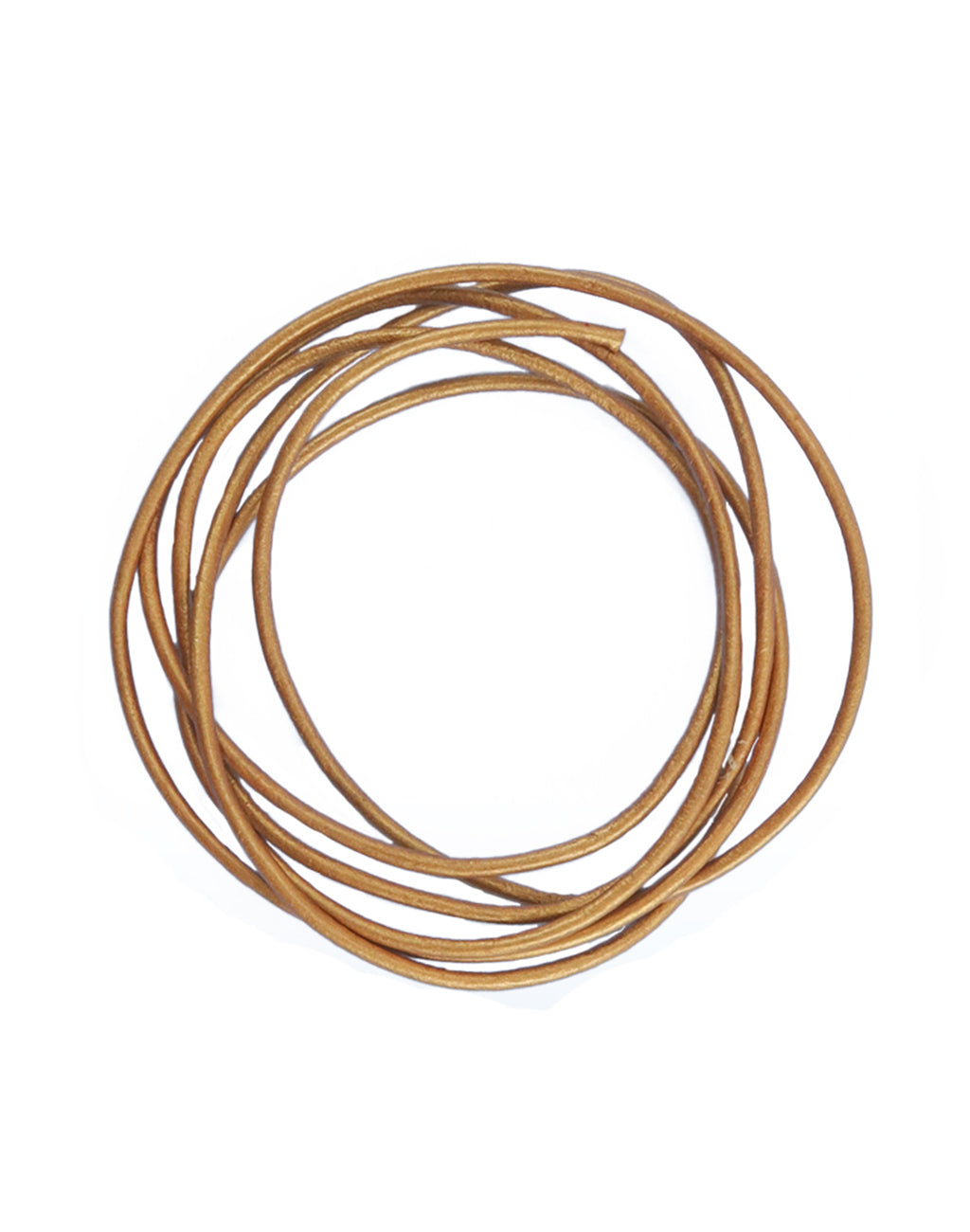 Metallic copper cord, coiled.