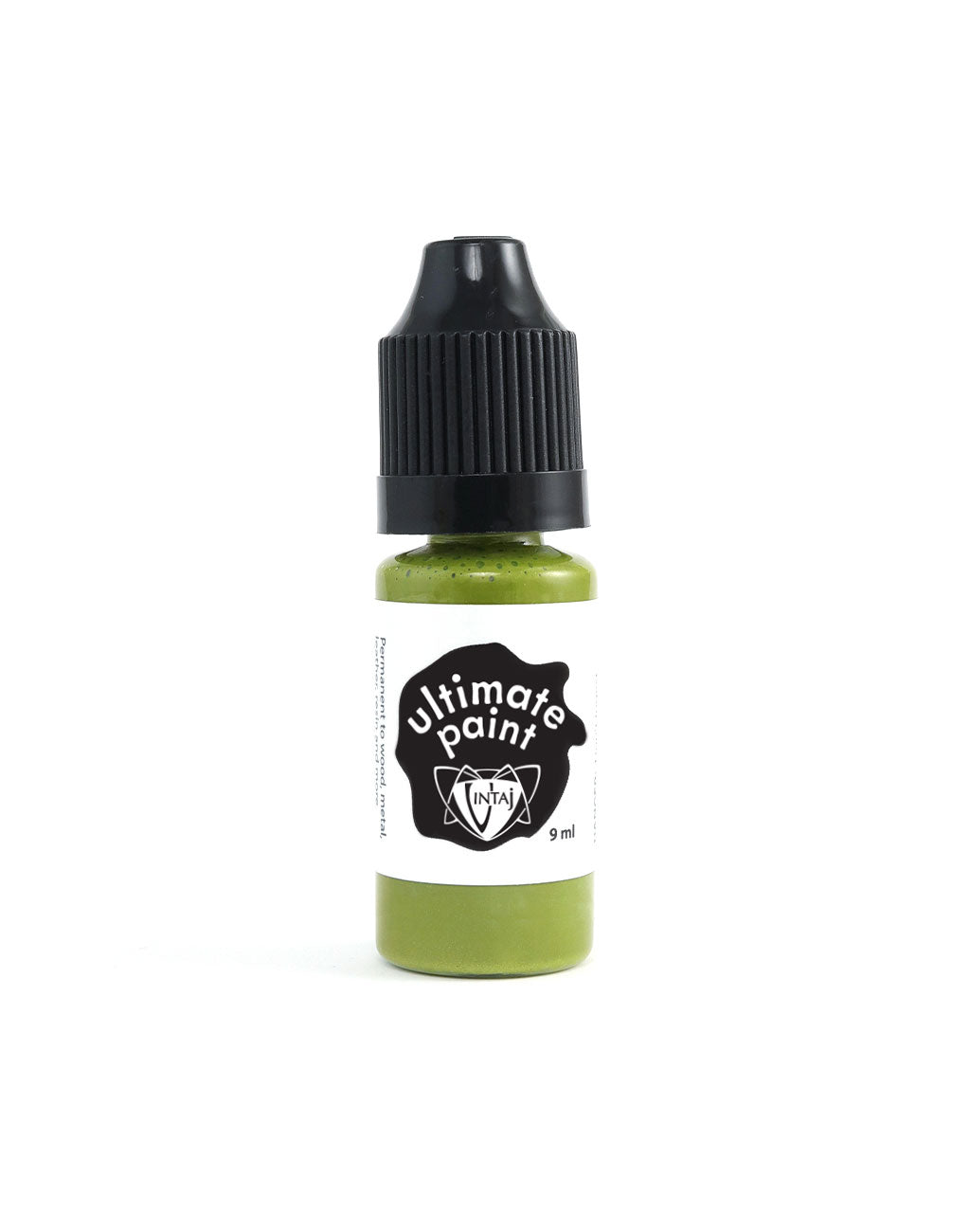 Moss green acrylic paint bottle