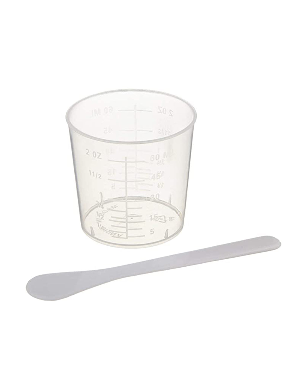 Resin measuring cup and stirrer