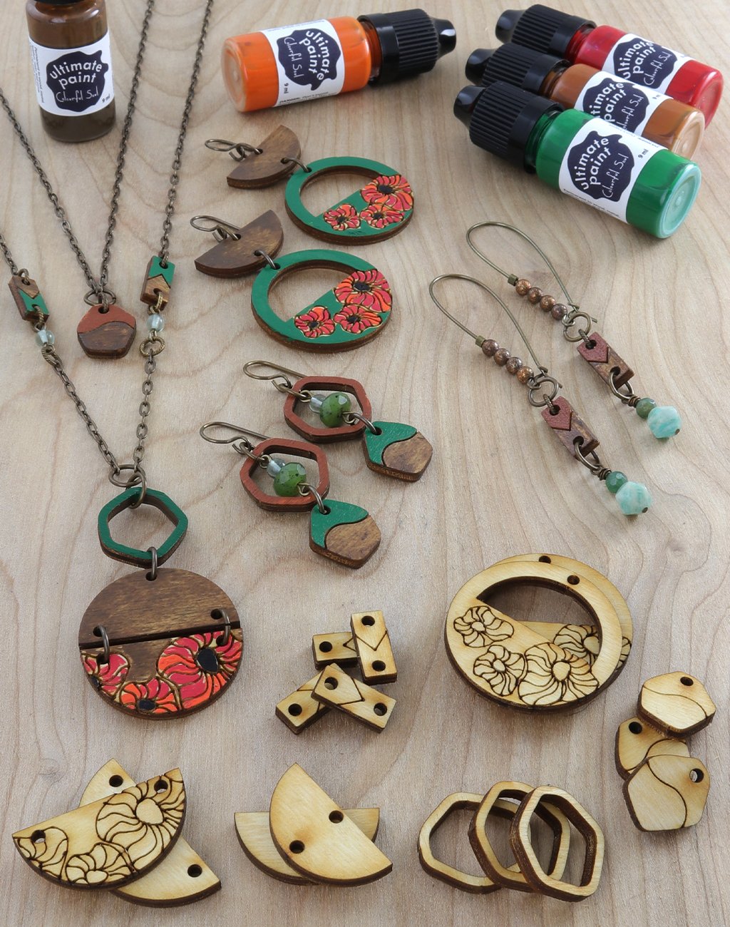 Foliage Flowers, Jewelry Pop Outs Set (3 panels)