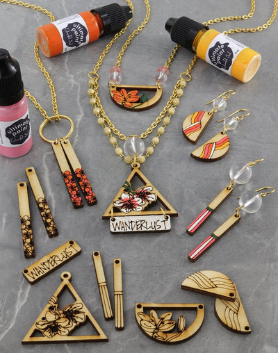 Wooden jewelry with patina & Wanderlust