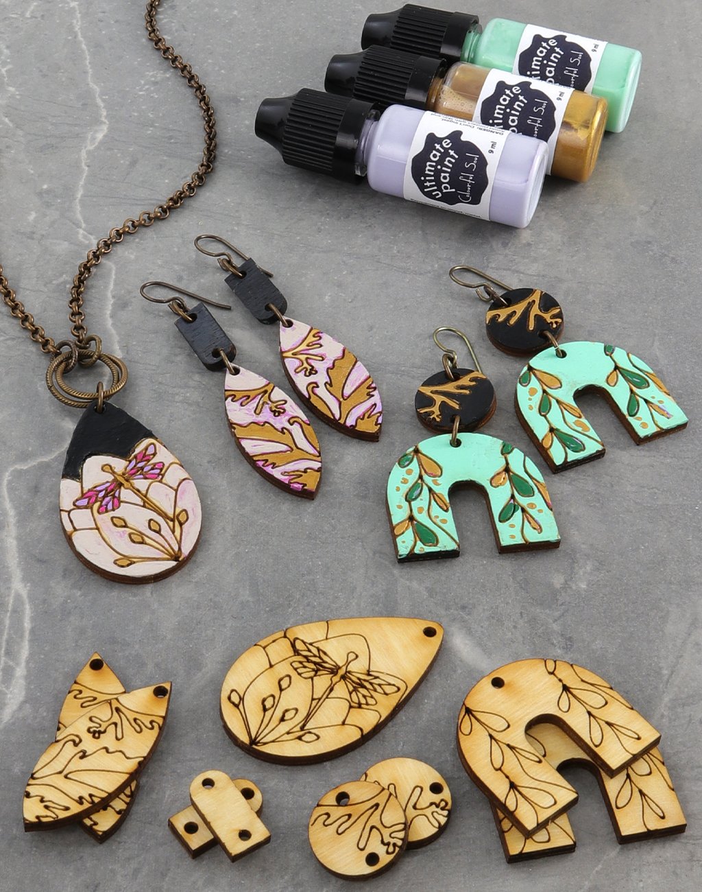 Foliage Flowers, Jewelry Pop Outs Set (3 panels)