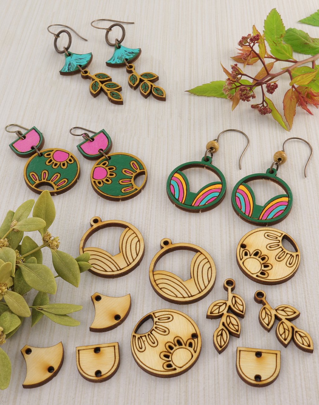 Foliage Flowers, Jewelry Pop Outs Set (3 panels)
